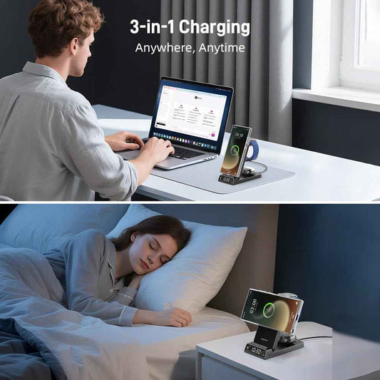 CE19S-Carbon fiber Review: The Ultimate 3-in-1 Magnetic Charging Station for Samsung Desk Setup