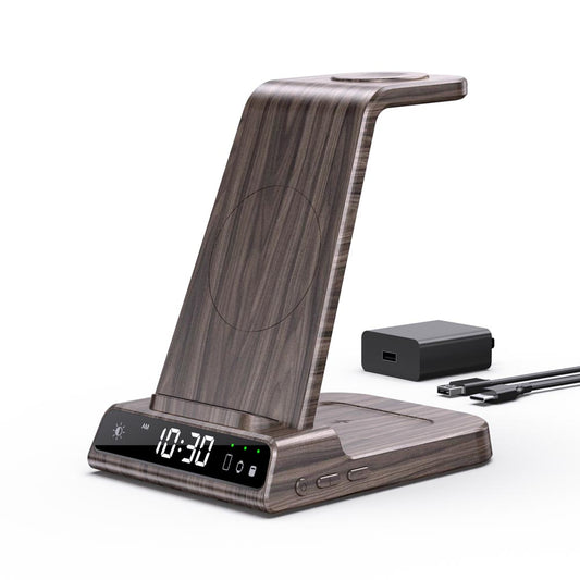 Elecdov C01S 3 In 1 Magnetic Charging Station for Samsung-wood grain