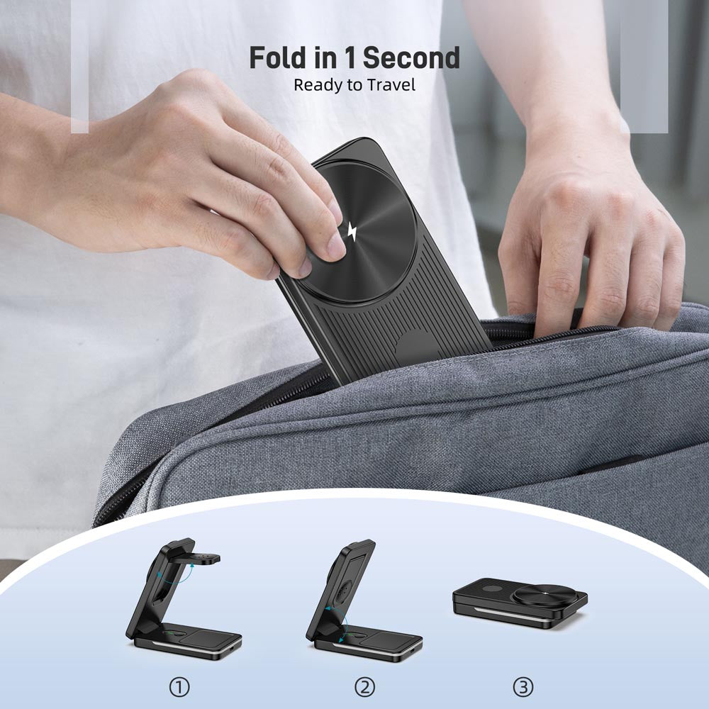 Elecdov CE06G 3 In 1 Magnetic Charging Fold in 1Second Ready to Travel