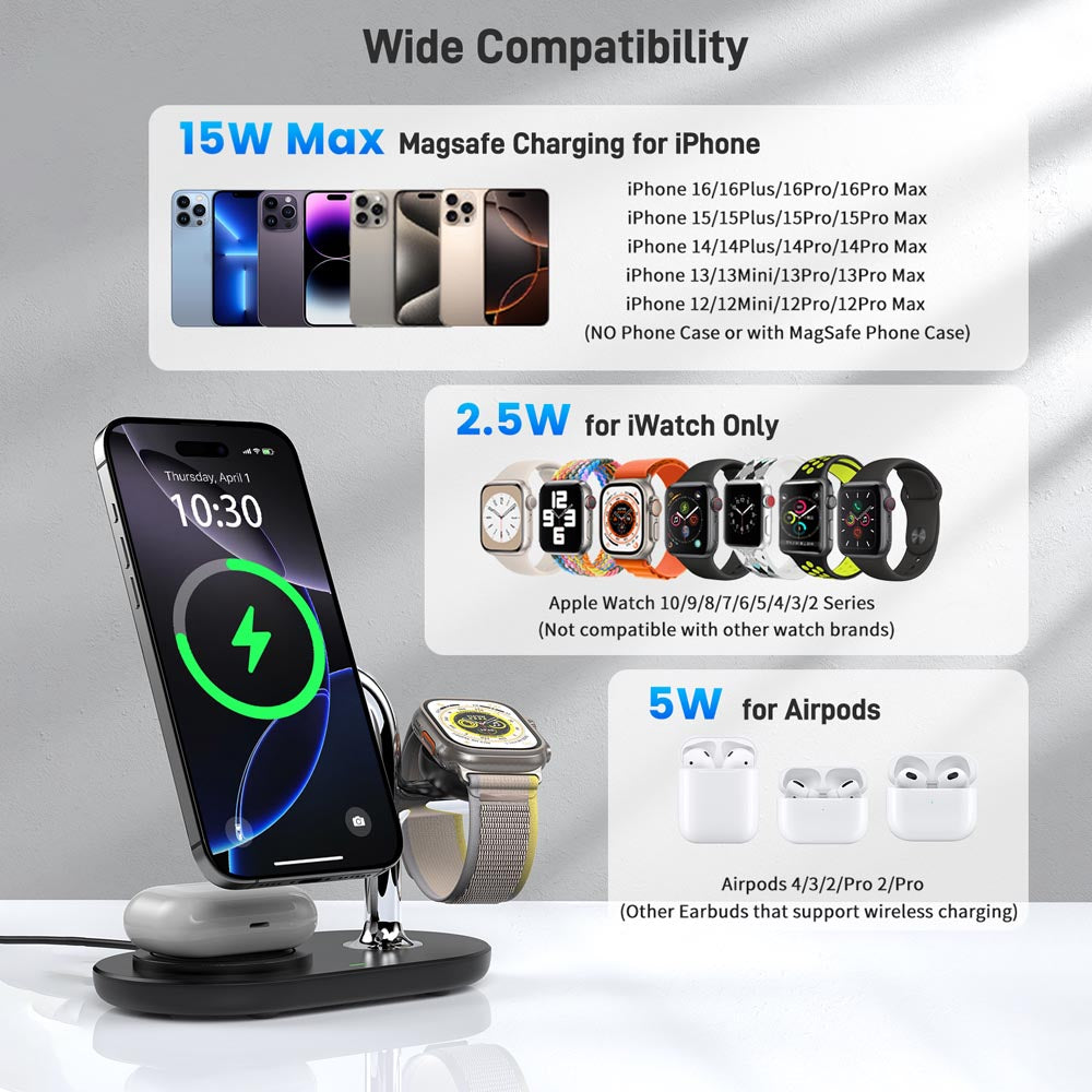 Elecdov CE15 3 In 1 Charging Station Wide Compatibility