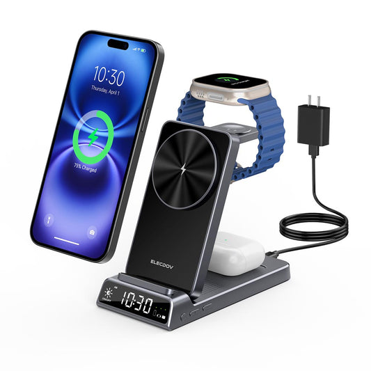 Elecdov CE19A Apple製品用3in1磁気充電ステーション、充電プラグ付き