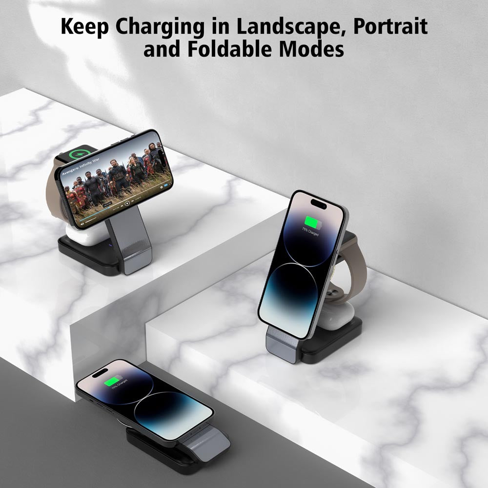 Elecdov W79 3 In 1 Magnetic Charging Station Switch between landscape and portrait orientation at will