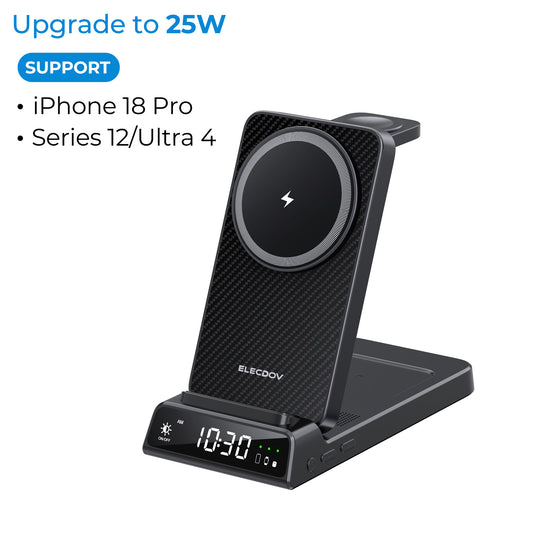 Elecdov CE19A-CF Apple用3in1磁気充電ステーション、充電器プラグ付き
