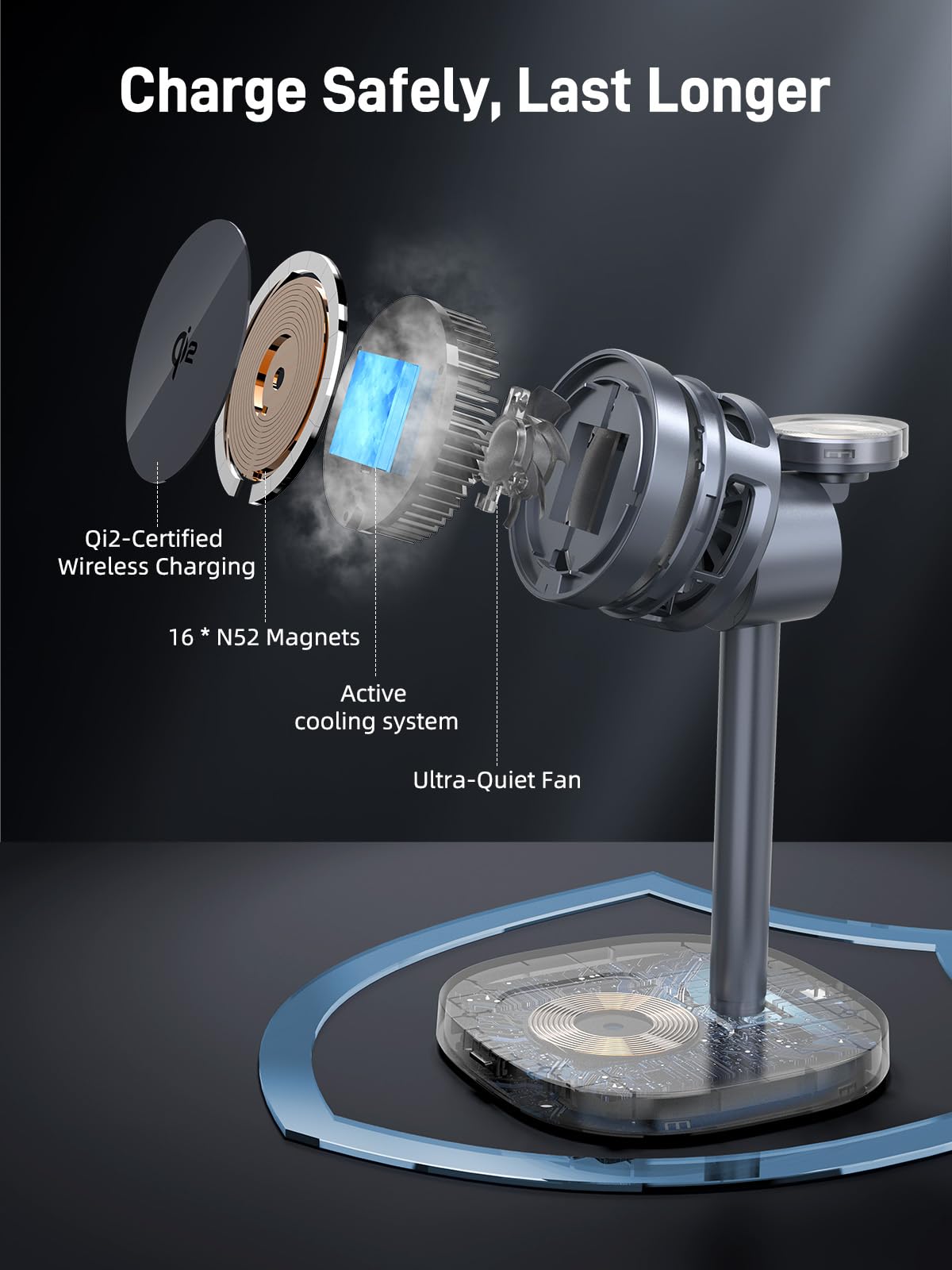 Elecdov 3 in 1 QI2 マグネット式充電ステーション（Samsung対応） 