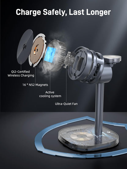 Elecdov 3 in 1 QI2 マグネット式充電ステーション（Samsung対応） 