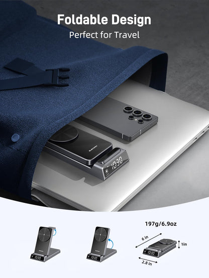 Elecdov 3 in 1 マグネット式時計型ワイヤレス充電器（Samsung対応） 