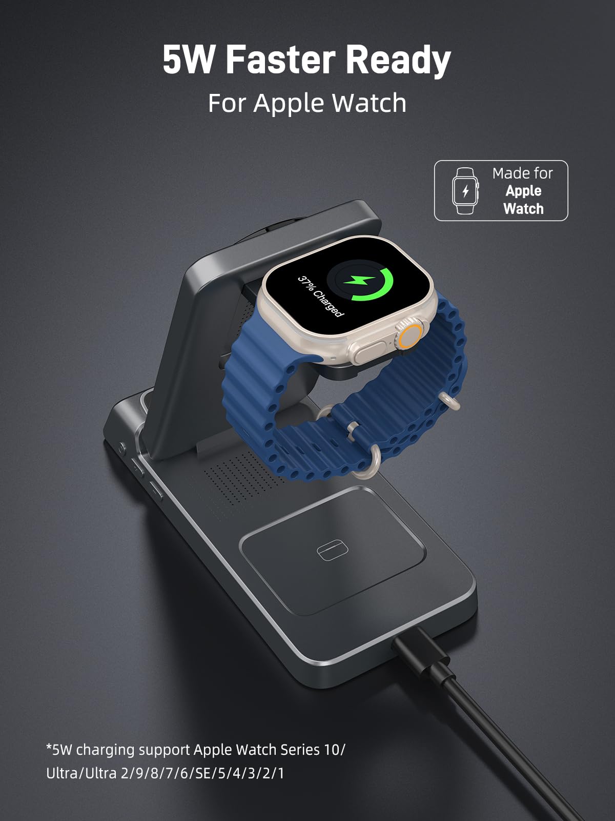 Elecdov製 マグネット式3in1充電ステーション（時計機能付き、Appleデバイス対応） 