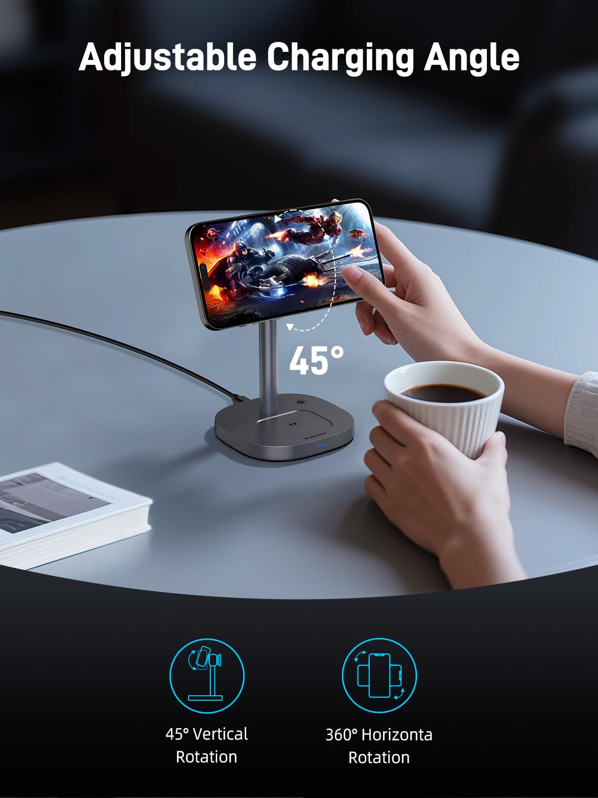 Elecdov製 Appleデバイス用磁気式Qi2ワイヤレス充電ステーション