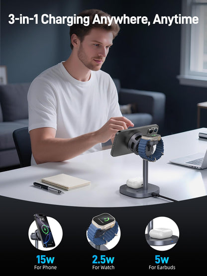 Elecdov製 Appleデバイス用磁気式Qi2ワイヤレス充電ステーション