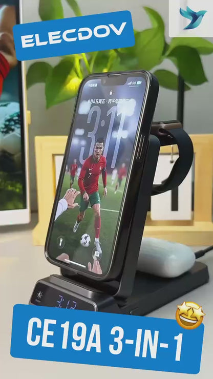 Elecdov CE19A Apple製品用3in1磁気充電ステーション、充電プラグ付き